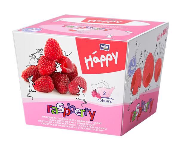 Хусточки гігієнічні. Bella Baby Happy 2-х шар. Малина 40+40шт